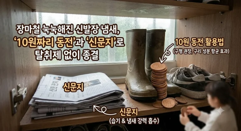 장마철 신발장 냄새 제거 방법, 10원짜리 동전과 신문지만 있으면 끝~